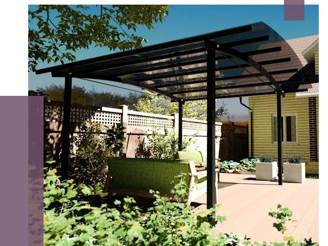 Навесы для террасы в Сафонове от 13066 руб. под ключ | ПРОЛЁТ-Сфн