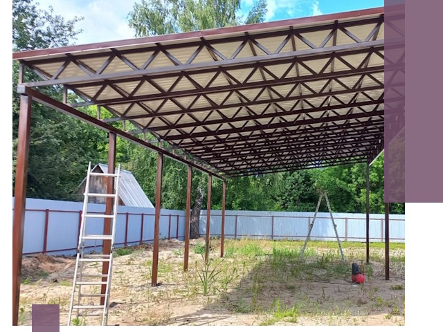 Односкатные навесы под ключ в Сафонове — изготовление и монтаж